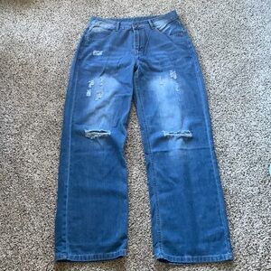 Distressed wide leg jeans